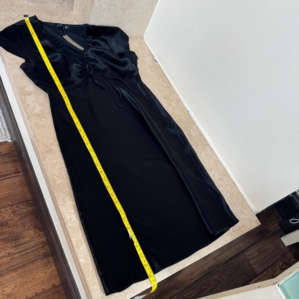 J Crew Black V Neck Short Cap Sleeve Knee Length Slip Dress Womens Size 6 - Picture 11 of 15